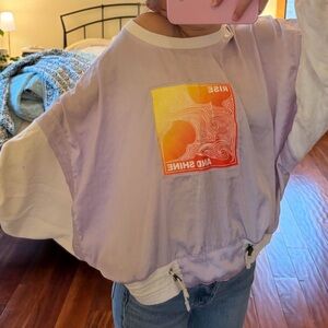 Free People pastel purple and white silky crewneck